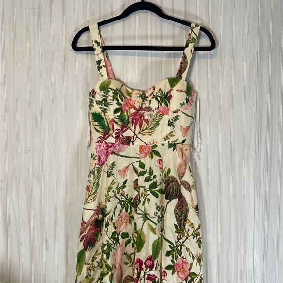 Cara Cara Pink Floral Midi Dress with Belt - Picture 2 of 7